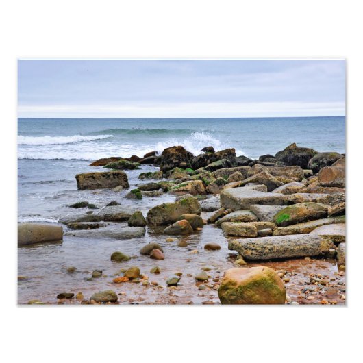 De Rocky Beaches van Montauk, Long Island, NY Foto Afdruk (Voorkant)