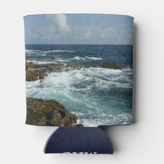 De Rocky Coast and Blue Ocean van Aruba Blikjeskoeler (Achterkant)