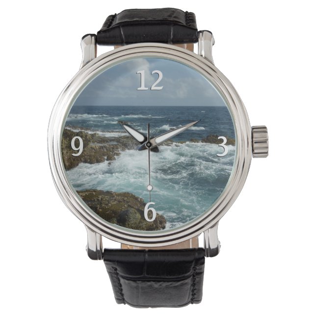 De Rocky Coast and Blue Ocean van Aruba Horloge (Voorkant)