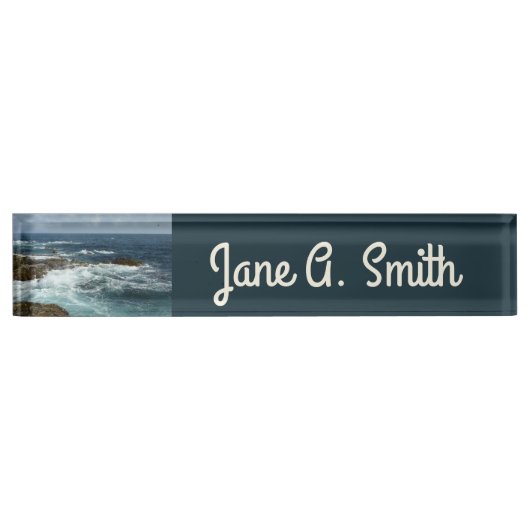 De Rocky Coast and Blue Ocean van Aruba Naambordje (Voorkant)