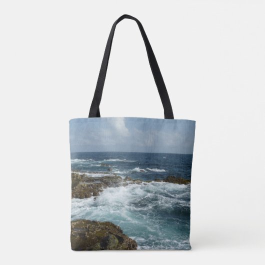 De Rocky Coast and Blue Ocean van Aruba Tote Bag (Achterkant)