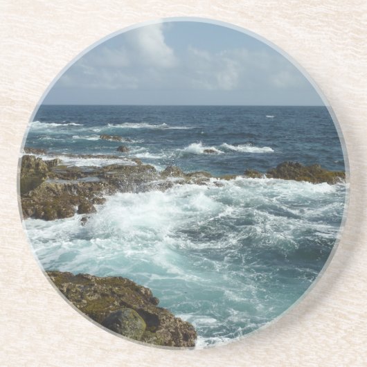 De Rocky Coast and Blue Ocean van Aruba Zandsteen Onderzetter (Voorkant)