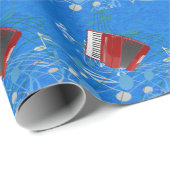 De rode accordeon, blauwe muziek design cadeaupapier (Rol Hoek)