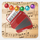 De rode accordeon, kerstontwerp, vierkante sticker (Voorkant)