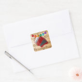 De rode accordeon, kerstontwerp, vierkante sticker (Envelop)