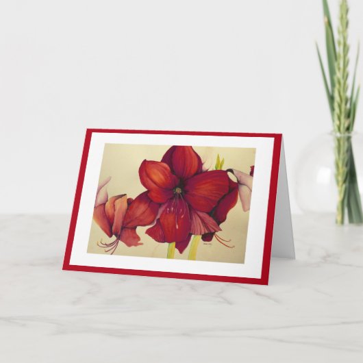 De rode Amaryllis die van Kerstmis de Rode Kaart (Voorkant)