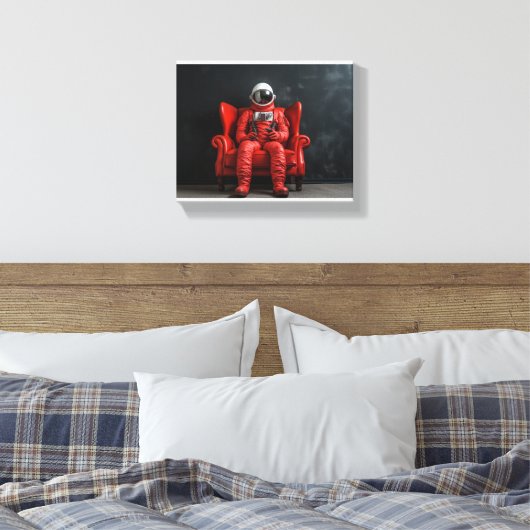 De rode astronaut canvas afdruk (Insitu (Slaapkamer))