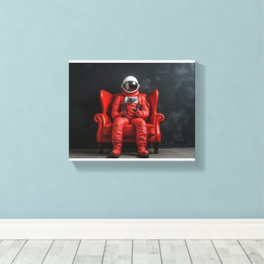 De rode astronaut canvas afdruk (Insitu (Houten vloer))