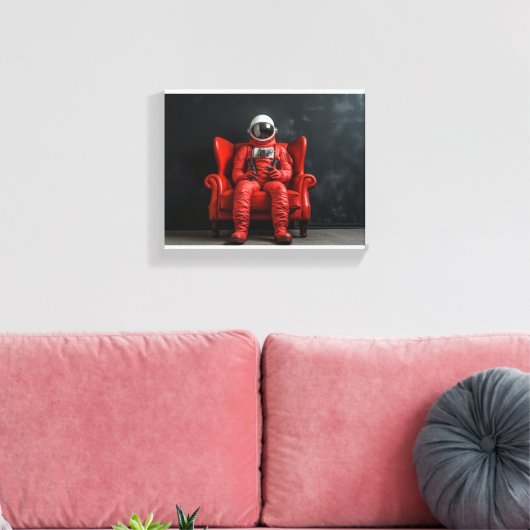 De rode astronaut canvas afdruk (Insitu (Woonkamer))