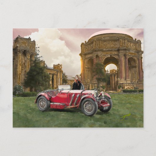 De rode auto briefkaart (Voorkant)
