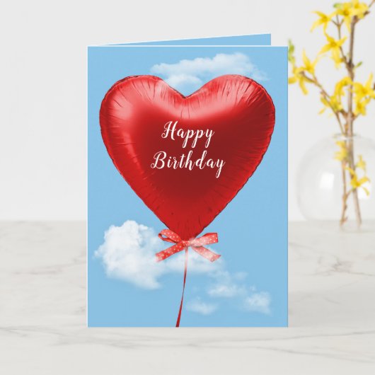 De rode Ballon van het Hart voor verjaardag Kaart (Gele Bloem)