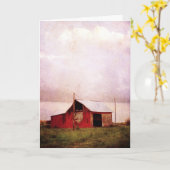 De Rode Barn op zonsondergang, Birthday Kaart (Gele Bloem)