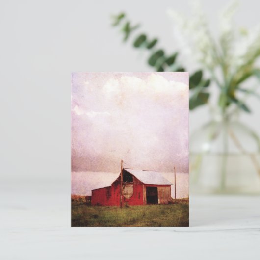 De Rode Barn op zonsondergang Briefkaart (Staand voorkant)