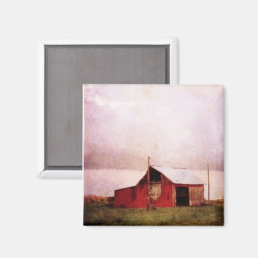 De Rode Barn op zonsondergang Magneet (Voorkant / Achterkant)