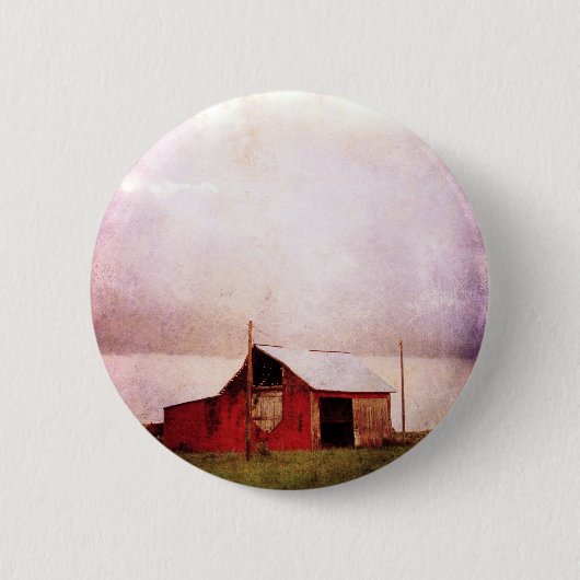 De Rode Barn op zonsondergang Ronde Button 5,7 Cm (Voorkant)