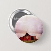 De Rode Barn op zonsondergang Ronde Button 5,7 Cm (Voorkant /achterkant)