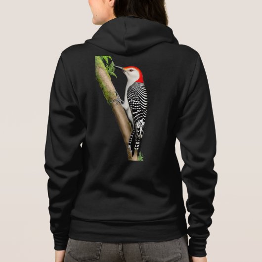 De Rode Bellied Woodpecker Raglan vlootsjas Hoodie (Achterkant)