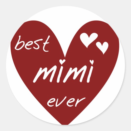 De rode Beste Mimi ooit T-shirts en de Giften van Ronde Sticker (Voorkant)