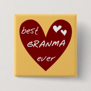 De rode Beste ooit T-shirts Granma en de Giften Vierkante Button 5,1 Cm