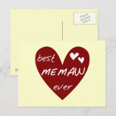 De rode Beste ooit T-shirts Memaw en de Giften van Briefkaart (Voorkant / Achterkant)