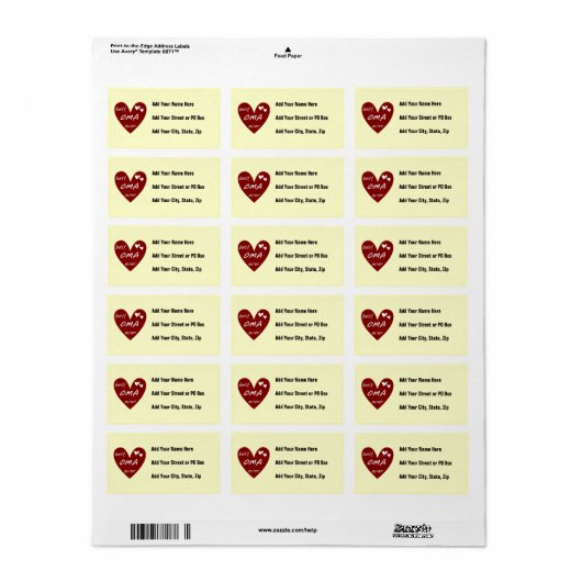 De rode Beste ooit T-shirts Oma en de Giften van Etiket (Full Sheet)