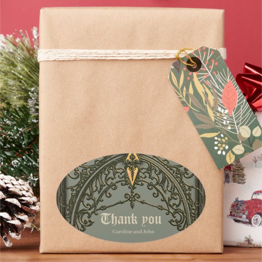 De rode bloem, de bloem van genegenheid ovale sticker (Feestdagen)