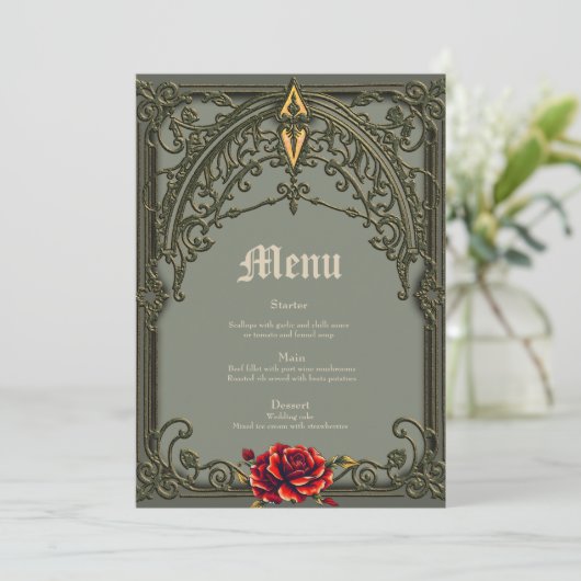De rode bloem, de bloesem van genegenheid. menu (Staand voorkant)