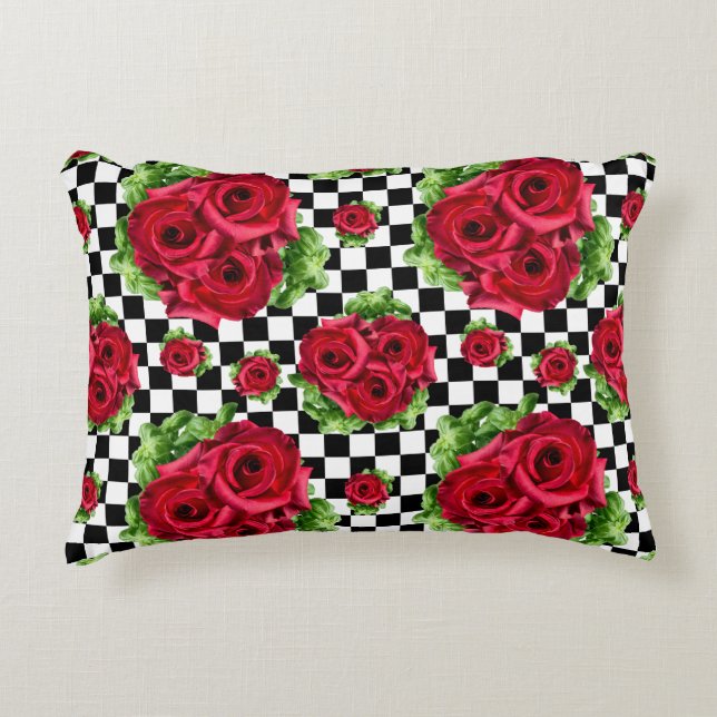 De rode BloemenLiefde Rockabilly van het Boeket Decoratief Kussen (Voorkant)