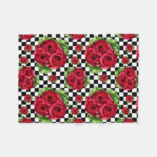 De rode BloemenLiefde Rockabilly van het Boeket Fleece Deken (Voorkant (Horizontaal))