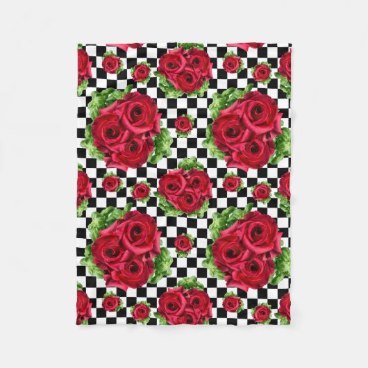 De rode BloemenLiefde Rockabilly van het Boeket Fleece Deken (Voorkant)