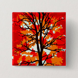 De rode Boom van de Herfst Vierkante Button 5,1 Cm