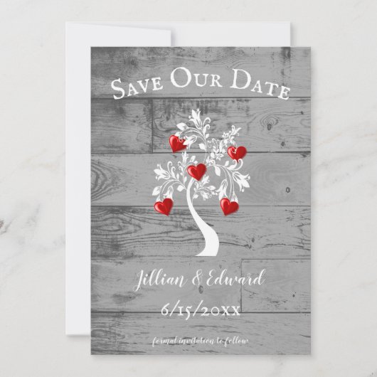 De rode Boom van Harten sparen de Datum aankondigi Aankondiging (Voorkant)