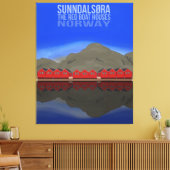 De rode botenhuizen Sunndalsøra Noorwegen Canvas Afdruk (Insitu (Woonkamer))