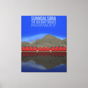 De rode botenhuizen Sunndalsøra Noorwegen Canvas Afdruk