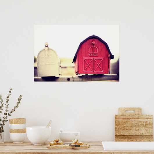 De Rode Brievenbus van de Barn {u hebt postreeks} Poster (Keuken)