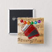 De rode cordion, kleurrijke siervoorwerpen, vierkante button 5,1 cm (Voorkant /achterkant)