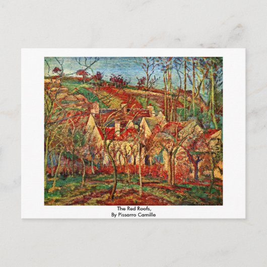De rode daken, van Pissarro Camille Briefkaart (Voorkant)