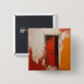 De rode deur vierkante button 5,1 cm (Voorkant /achterkant)
