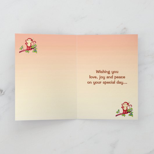 De rode Dierlijke Moederdag van de Aap Kaart (Binnen)