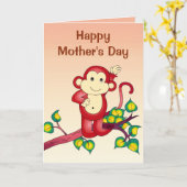 De rode Dierlijke Moederdag van de Aap Kaart (Gele Bloem)