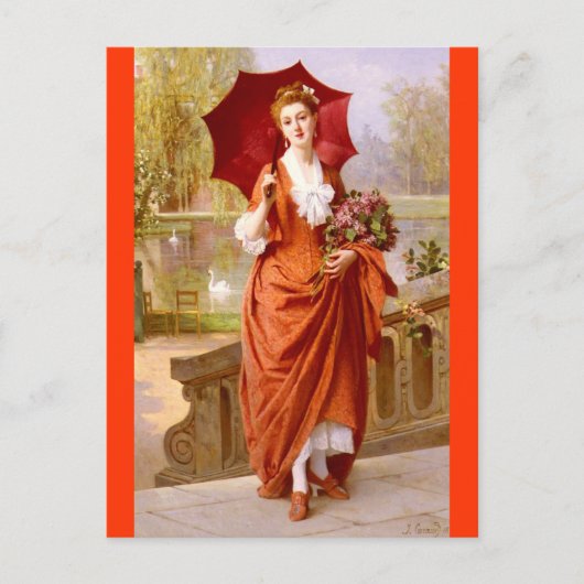 De rode dress - Caraud Briefkaart (Voorkant)