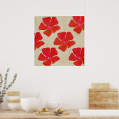 De rode Druk van de Bloem Poster (Keuken)