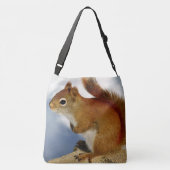 De rode eekhoorn die rondstookt crossbody tas (Achterkant)