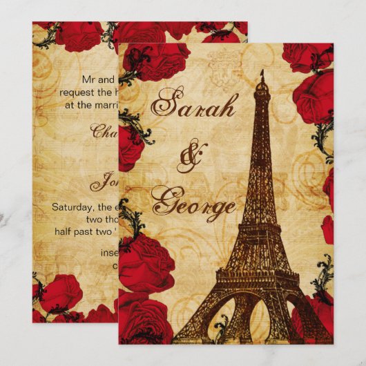 de rode eiffeltoren die het huwelijk van Parijs u Kaart (Voorkant / Achterkant)
