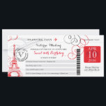 De rode Eiffeltoren van Parijs | Sweet 16 Verjaard Kaart<br><div class="desc">Een Paris France Boarding Pass voor een SWEET ZESTIENDE VERJAARDAG. Bloeiende Design met Eiffeltoren. De kleuren zijn wit, helder rood en zwart. Als het kleurenschema niet is wat u wilde, laat het me weten en ik zal dat voor u opnieuw maken. paula@labellarue.com Zorg ervoor dat u uw ontwerp bewijst voordat...</div>