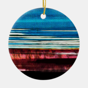 De rode en blauwe glitch 3 - Abstracte kunst Keramisch Ornament