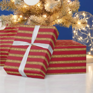 De Rode en Gele Strepen van de geranium Cadeaupapier