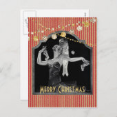 De rode en Gouden Jaren '30 Dansend Deco van Feestdagenkaart (Voorkant / Achterkant)