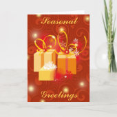 De rode en Gouden scène van de Cadeaus van Feestdagen Kaart (Voorkant)