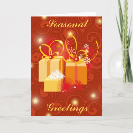 De rode en Gouden scène van de Cadeaus van Feestdagen Kaart (Voorkant)